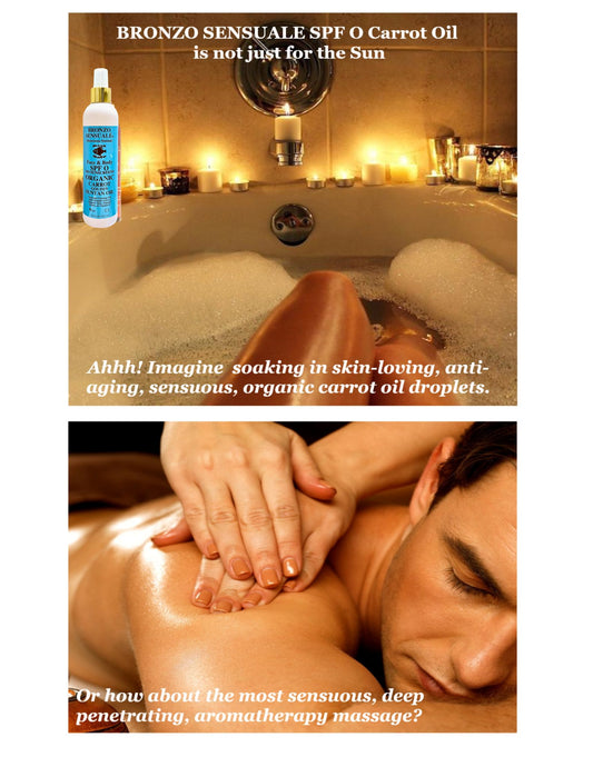 SPF-0 Tanning Oil – 100% Reef-Safe Carrot Oil, Zero Sunscreen, Deep Golden Tan + Luxe Massage & Bath Oil, by Bronzo Sensuale 8.5 oz