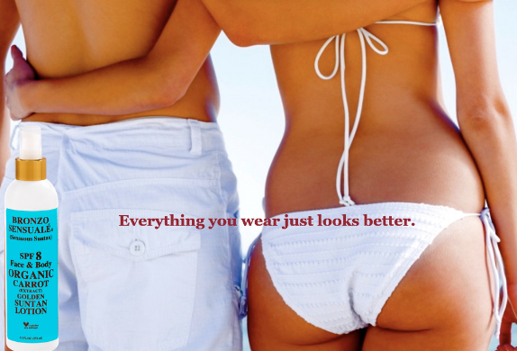 Tanning Lotion with SPF 8 Sunscreen Protection – Organic & Botanical Ingredients for a Sun-Kissed Glow – Moisturizing, Non-Greasy  Sun Care Carrot Lotion, by Bronzo Sensuale, 8.5 Fl Oz