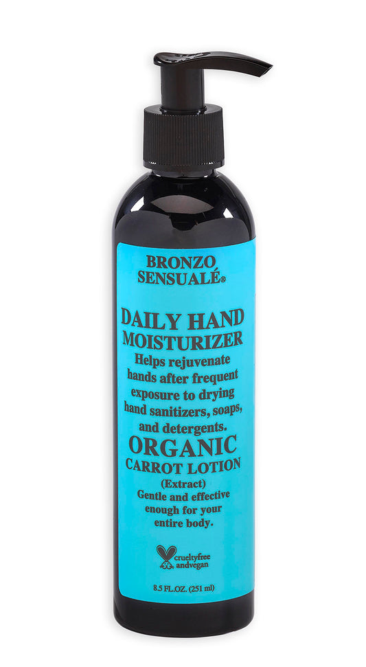Organic Carrot Hand Lotion – Ultra-Hydrating Daily Moisturizer with Aloe & Shea Butter, Stress-Relieving Aromatherapy, Vegan & Cruelty-Free, by Bronzo Sensuale 8.5 fl oz